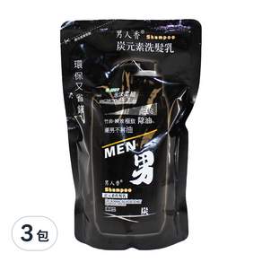 MEN 男人香 炭元素洗髮乳 補充包, 800ml, 3包