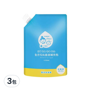 Water clean 水清淨 全方位抗菌液, 1.2L, 3包