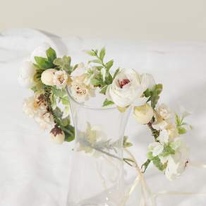BeautifulDecoSense 感花冠+花朵手鍊套組自婚禮胸花胸花, 野花毛茛花冠