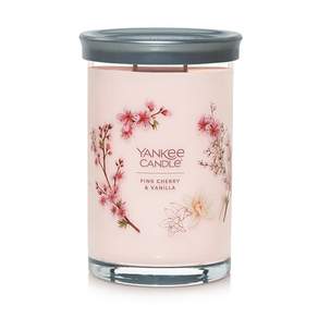 YANKEE CANDLE 花朵印花香氛蠟燭 L號 567g, 1個, 粉紅櫻桃和香草