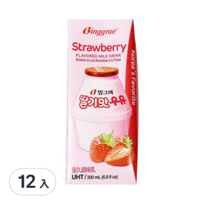 Binggrae 草莓牛奶, 200ml, 12入