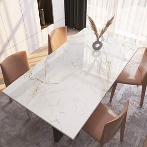 西格傢飾 北歐大理石紋軟玻璃桌墊, 80*140cm, 黃絲大理石, 1張