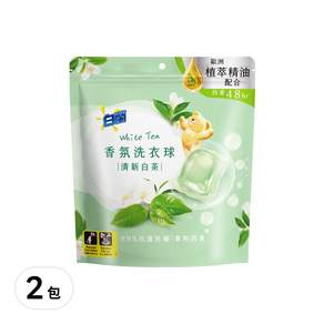 白蘭 植萃香氛洗衣球補充包 清新白茶 230g, 23顆, 2包