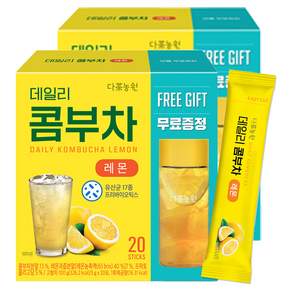 Danongwon 日常神纖檸檬口味 康普茶沖泡飲 附水瓶380ml, 5g, 20條, 2盒