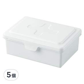 inomata 掀蓋式濕紙收納盒 L 17.2 x 12.9 x 6.6cm, 白色, 5個