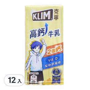 KLIM 克寧 高鈣成長牛乳, 198ml, 12入