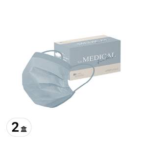 上好生醫 成人平面防護醫療口罩, 17.5*9.5cm, 青燕灰, 50片, 2盒