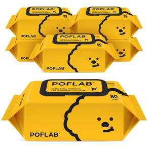 Pope Lab 寵物厚壓花防過敏除臭中性寵物紙巾, 6包, 80入