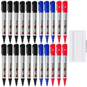 Tamsaa 板記號筆 22p + 橡皮套裝, 黑色、藍色、紅色, 1組