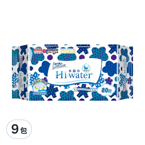 康乃馨 Hi-water水濕巾, 80張, 9包