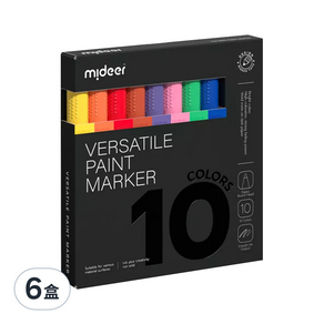 mideer 創意水性油漆塗鴉筆 10色, 6盒