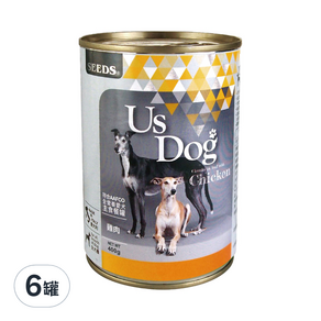 惜時 UsDog義大利犬主食罐, 雞肉, 400g, 6罐