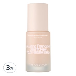 THE FACE SHOP 菲詩小舖 墨水持久粉底修身全新 15ml, V203 自然米色, 3個