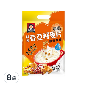 QUAKER 桂格 奇亞籽麥片 藜麥核桃 奶素可食 10包, 300g, 8袋