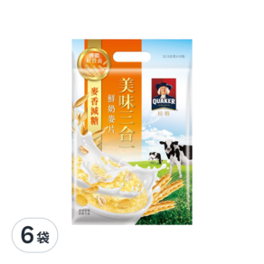 QUAKER 桂格 減糖麥香3合1麥片 10包, 325g, 6袋