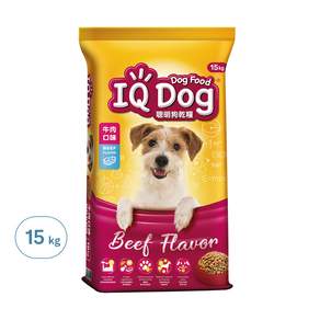 IQ Dog 聰明狗 乾糧, 牛肉口味, 15kg, 1袋