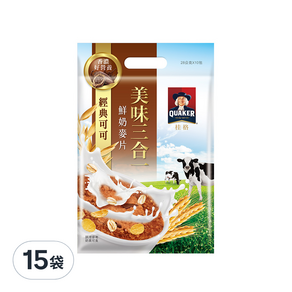 QUAKER 桂格 經典可可3合1麥片, 280g, 15袋