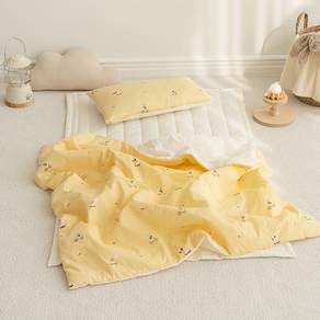 SHEZ HOME 棉質午睡被+睡墊+棉枕套, 動物款 黃色