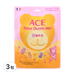 ACE 酸Q熊軟糖, 綜合味, 220g, 3包