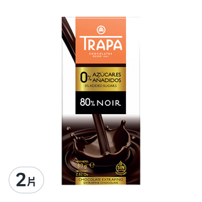 TRAPA 無添加糖80%黑巧克力片, 80g, 2片