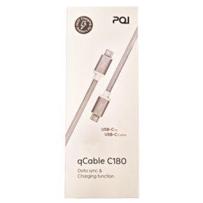 pqi 勁永 USB-C to USB-C qCable C180 編織數據線, 180cm, 銀色, 1條