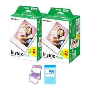 FUJIFILM 富士 instax 馬上看 mini 空白底片 40張+椅子支架(隨機顏色)+迷你相本, 1組