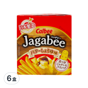 Calbee 卡樂比 Jagabee 加卡比 薯條 醬油奶油味 5入, 75g, 6盒