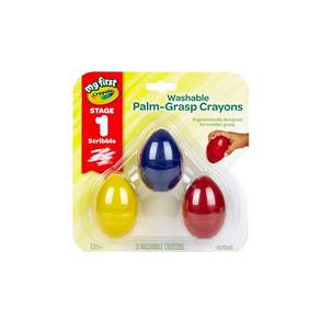 Crayola 繪兒樂 幼兒可水洗掌握蛋型蠟筆, 紅/黃/藍, 3色, 1入