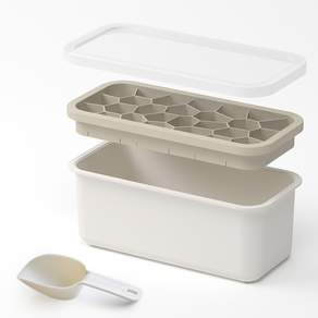 MARI STEIGER 冰格+收納盒+湯匙組, 米色, 1組