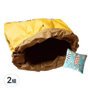 HEALING TIME BTOB 貓咪紙袋隧道 附迷你貓抱枕 款式隨機, 黃黑色, 2組