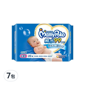 MamyPoko 滿意寶寶 濕巾安心外出包 厚型, 20張, 7包