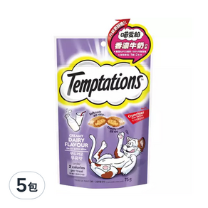 Temptations 喵愛餡 貓點心, 香濃牛奶口味, 75g, 5包