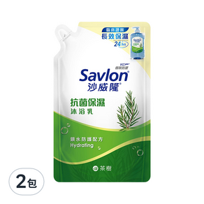 Savlon 沙威隆 抗菌保濕沐浴乳 茶樹 補充包, 600g, 2包