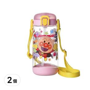 ANPANMAN 麵包超人 鎖蓋吸管水壼, 粉紅, 450ml, 2入