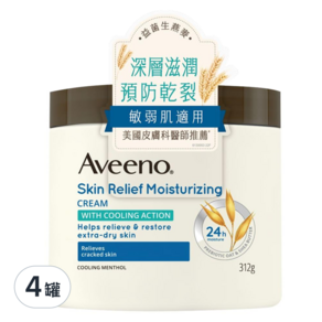 Aveeno 艾惟諾 燕麥高效舒緩潤膚霜, 312g, 4罐