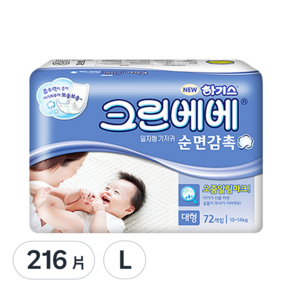 Huggies 好奇 Clean Bebe 舒柔一字型尿布, L, 216片