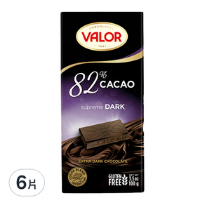 西班牙 VALOR 82%純黑巧克力片, 100g, 6片