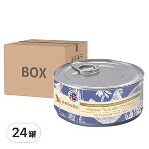 astkatta 冰島 低脂無穀健康鮮燉貓罐頭, 熟齡貓適用, 鮪魚雞肉慕斯, 80g, 24罐