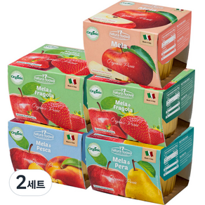 natura nuova 水果泥組合 5入組, 蘋果口味+蘋果水梨口味+蘋果草莓口味+蘋果水蜜桃口味, 1000g, 2組