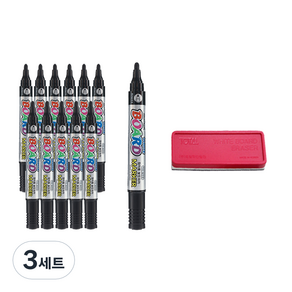 Dong-A Culture Board Marker 12p + Board Marker Eraser 文具套裝, 黑色（板標記）, 3組