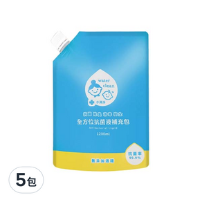 Water clean 水清淨 全方位抗菌液, 1.2L, 5包