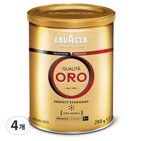 LAVAZZA 金牌ORO咖啡粉, 研磨咖啡, 250g, 4罐, 摩卡壺