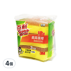 3M百利 餐具專用海綿菜瓜布, 3入, 4包