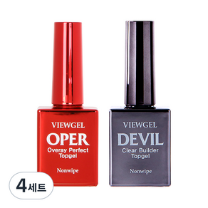 VIEWGEL Oppa Top Gel 10ml + Devil Top Gel 10ml 套組, 歐巴頂級凝膠、魔鬼頂級凝膠, 4組