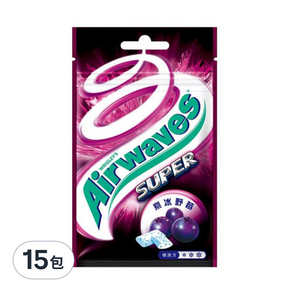 Airwaves 極酷嗆涼無糖口香糖 紫冰野莓口味, 28g, 15包