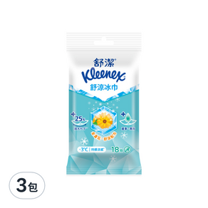 Kleenex 舒潔 舒涼冰巾 #84203, 18張, 3包