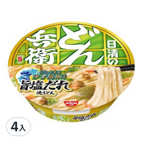 NISSIN 日清 咚兵衛 柚子胡椒炒烏龍碗麵, 107g, 4入