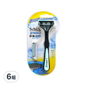 Schick 舒適牌 超鋒3刮鬍刀 刀把*1+刀片*2 34g, 6組