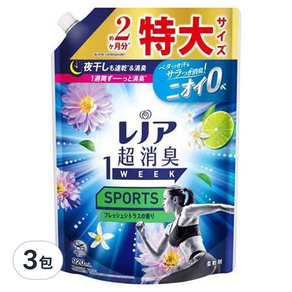 Lenor 蘭諾 1WEEK 一週間衣物消臭柔軟精 運動專用清香補充包, 920ml, 3包