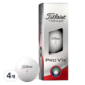 Titleist PRO V1X 高爾夫球 4 顆, 白色, 4個, 3入